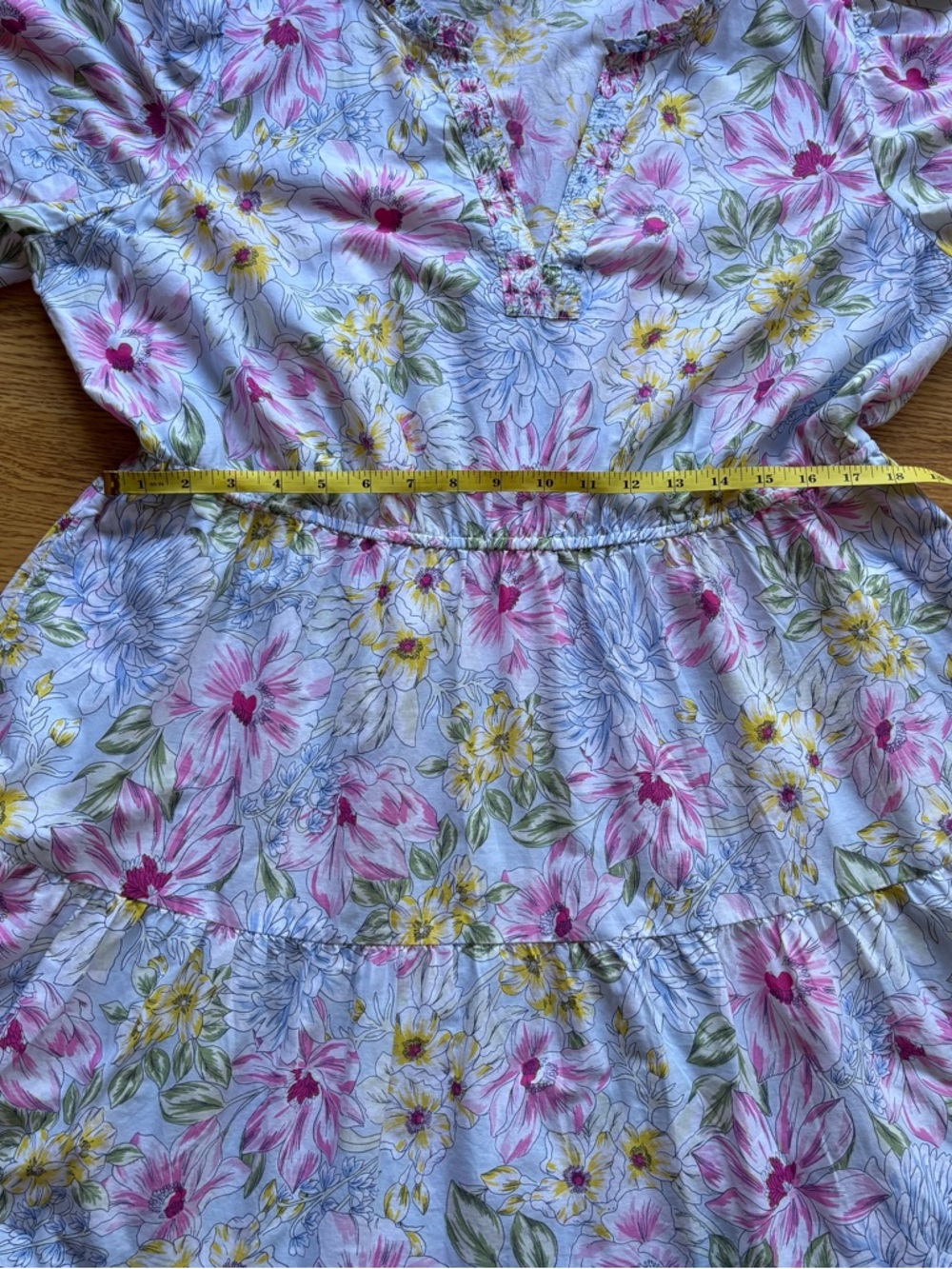 Crown & Ivy floral v neck tiered lightweight maxi dress Easter spring pastel XL - Picture 6 of 10